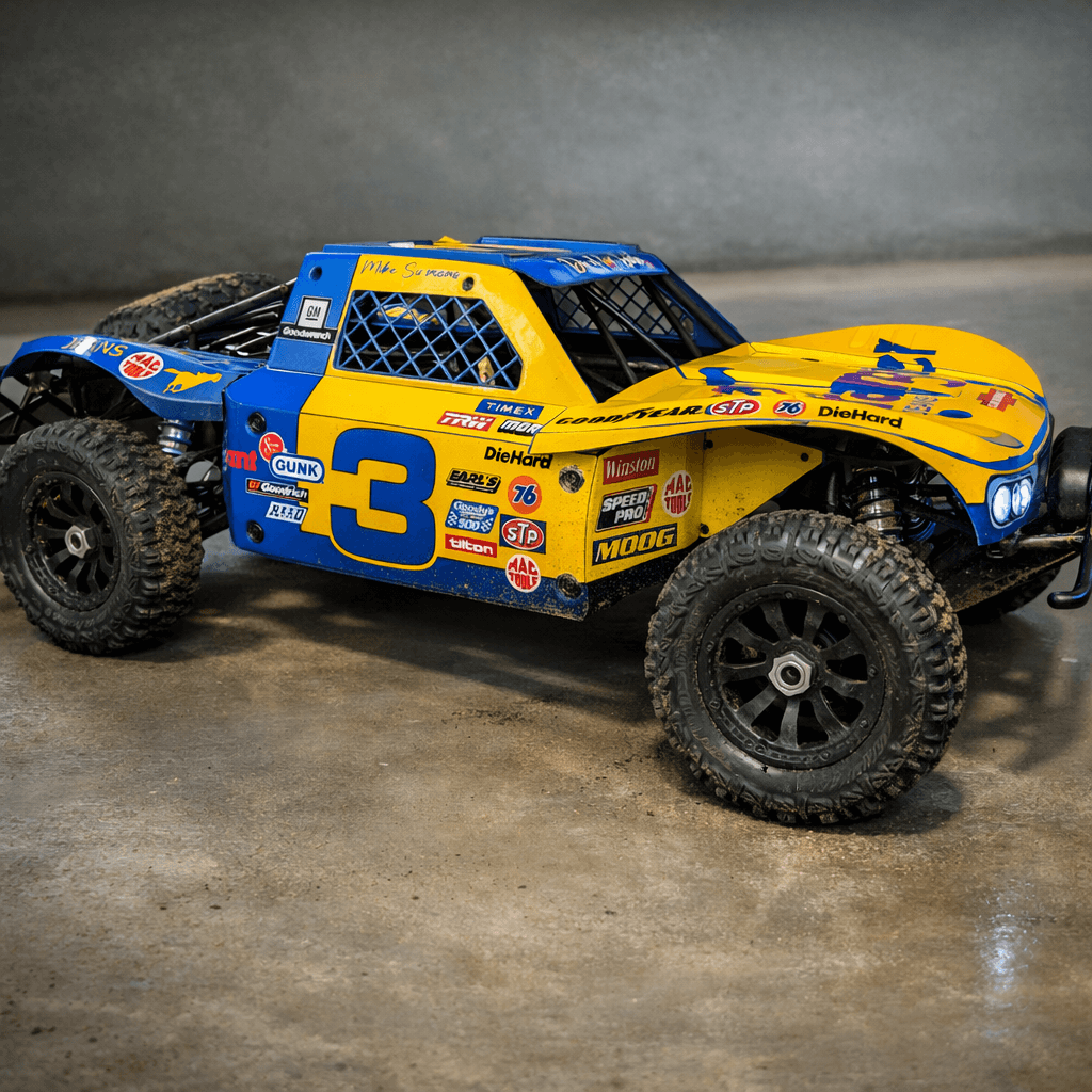 30DEGREE NORTH 5T / LOSI 5T 2.0 - "RACE CAR BLUE/YELLOW" BODY WRAP - BASHER SKINZ