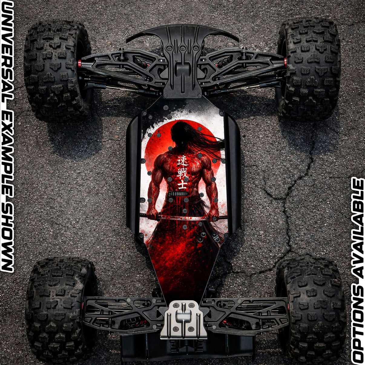 ARRMA 6S OFF-ROAD RANGE - "SAMURAI 2.0" chassis protector skin on an RC vehicle.