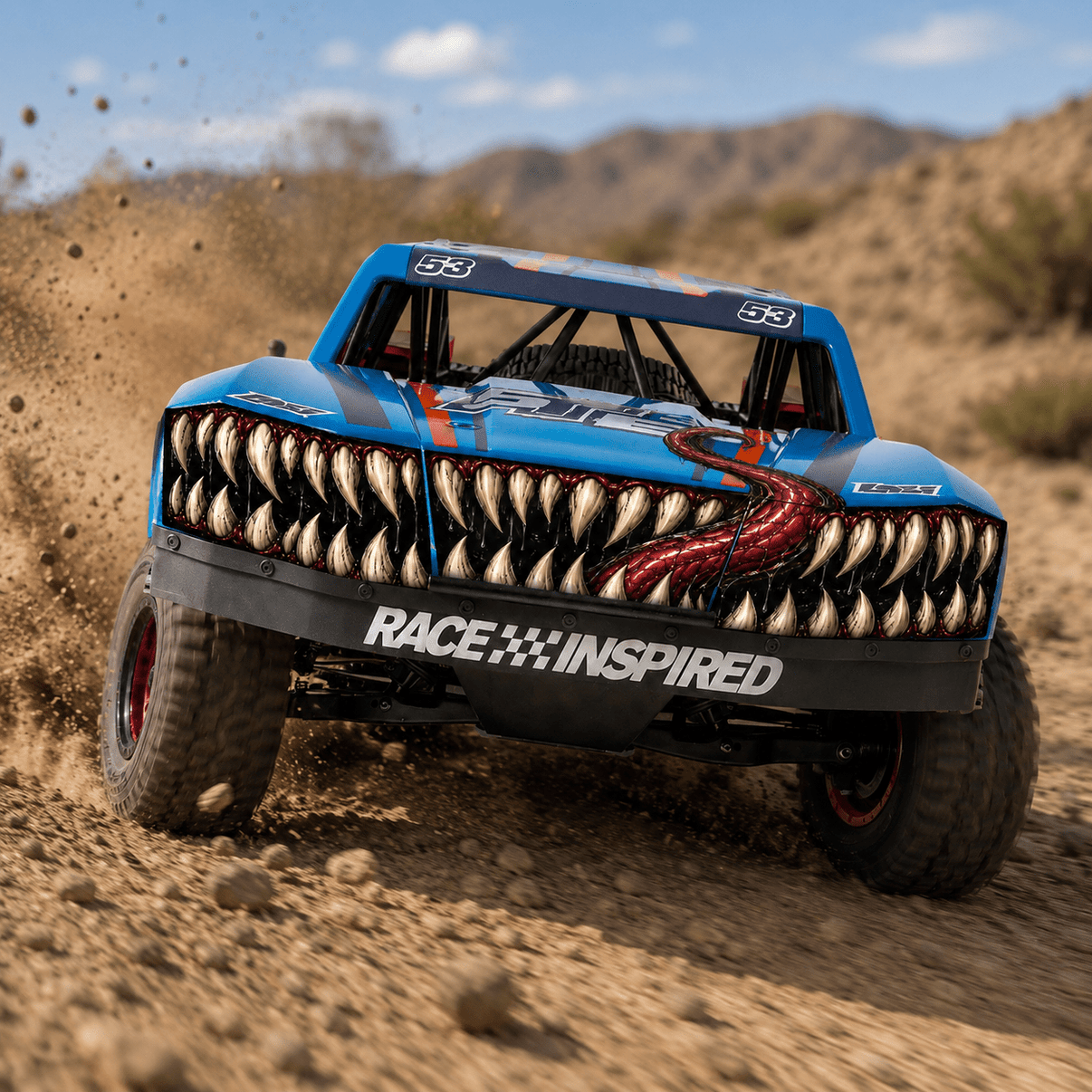 LOSI 5IVE-TE 3.0 - FRONT DECALS - "VENOMOUS WITH TONGUE" TEETH - BASHER SKINZ