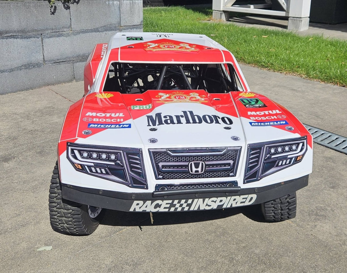 LOSI 5T 3.0 - "RACE CAR RED/WHITE" BODY WRAP - BASHER SKINZ