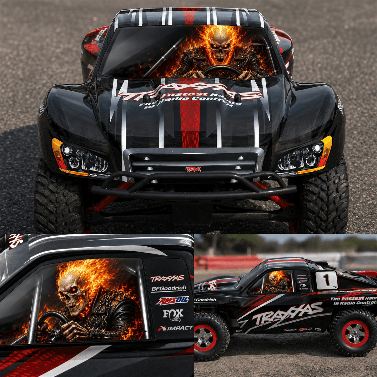 RC WINDOW STICKER - "FIRE RIDER" - Available for several models - BASHER SKINZ