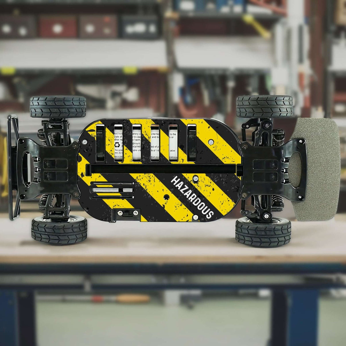 TAMIYA TT01 "HAZARDOUS" chassis protector skin - BASHER SKINZ