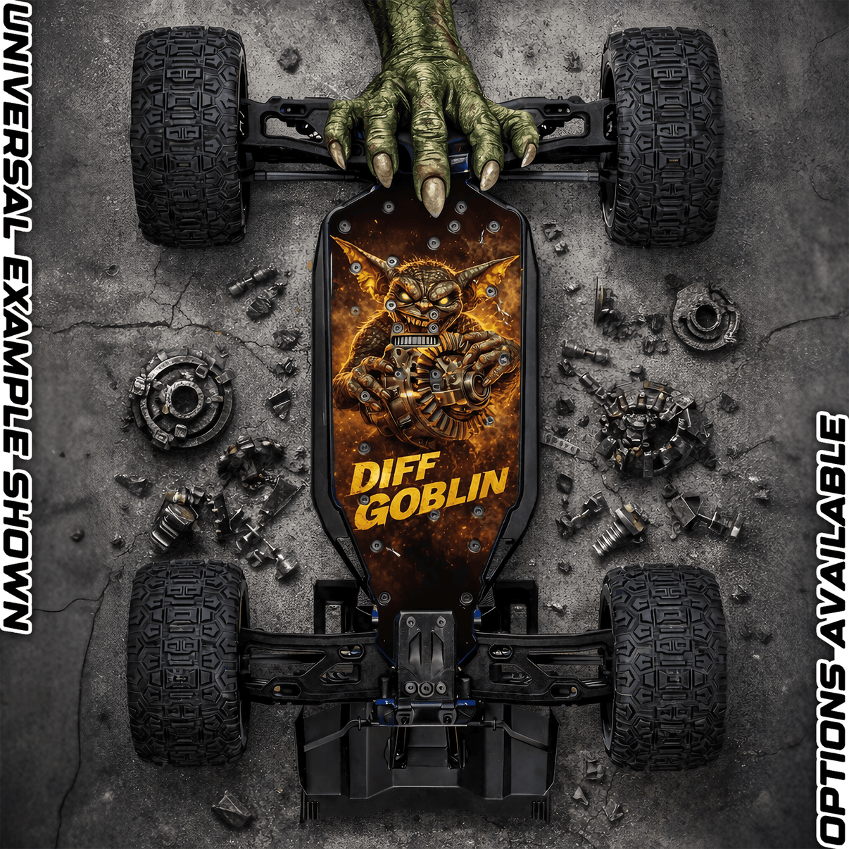 TRAXXAS SLEDGE compatible "DIFF GOBLIN" chassis protector skin - BASHER SKINZ